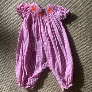 Toddler girls smocked bubble onesie